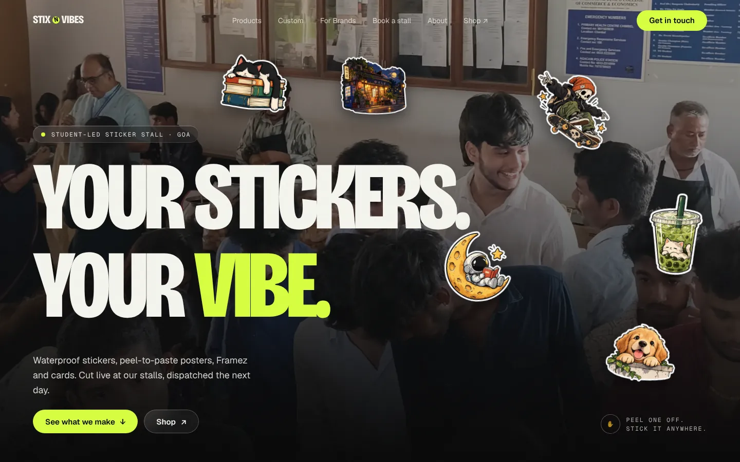 Stix N Vibes website, home screen