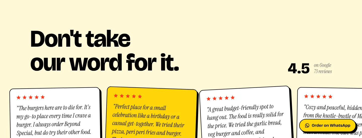 Real Google reviews shown as tilted cards with a 4.5 rating